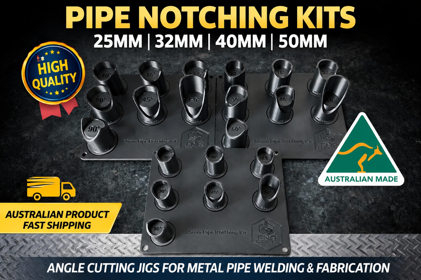 Pipe Notching kit 25/32/40/50mm Angle Cutting Jig for Metal Pipe Welding and fab