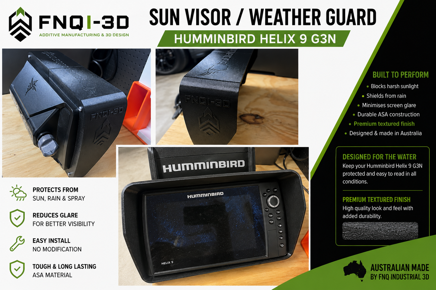 Humminbird Helix 9 G3N Sun Visor Weather Guard Screen Shade Cover