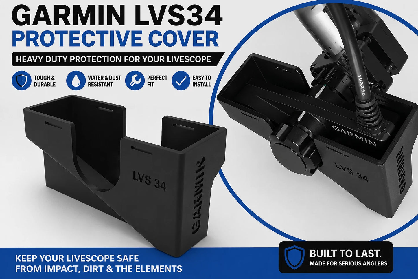Garmin LiveScope Plus LVS34 Protective Cover Transducer Guard Fishing Accessory